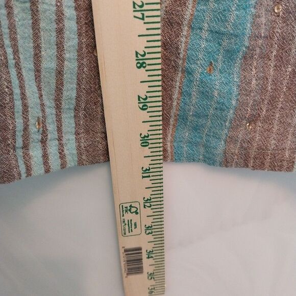 Liz & Me Top Sz 3X Colorful Stripes Sequins Button Up Side Slits Vneck Boho Chic - Picture 4 of 7